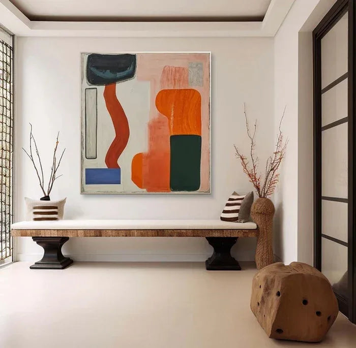Modern Harmony - Geometric Abstract Color Block Oil Painting#AB14090