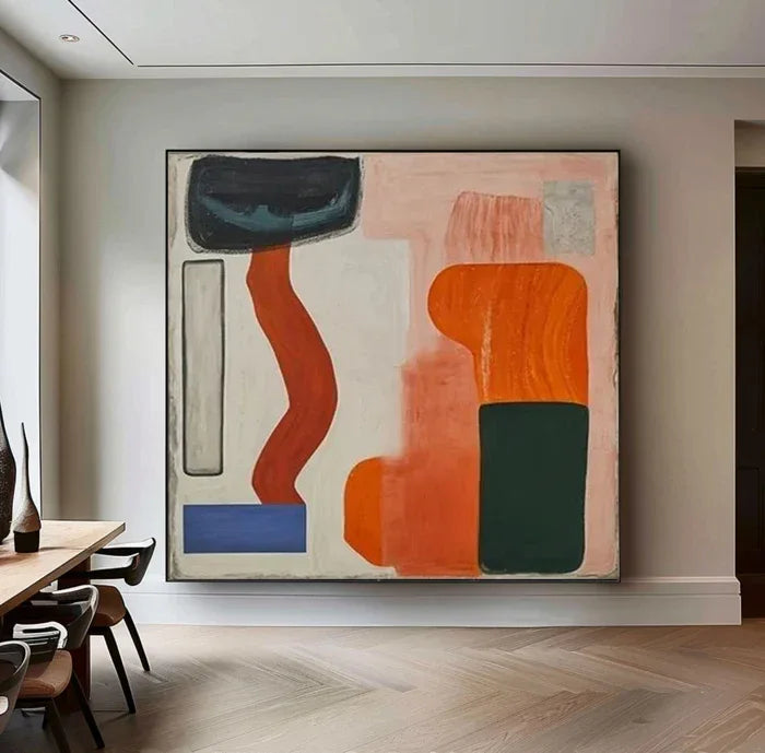 Modern Harmony - Geometric Abstract Color Block Oil Painting#AB14090