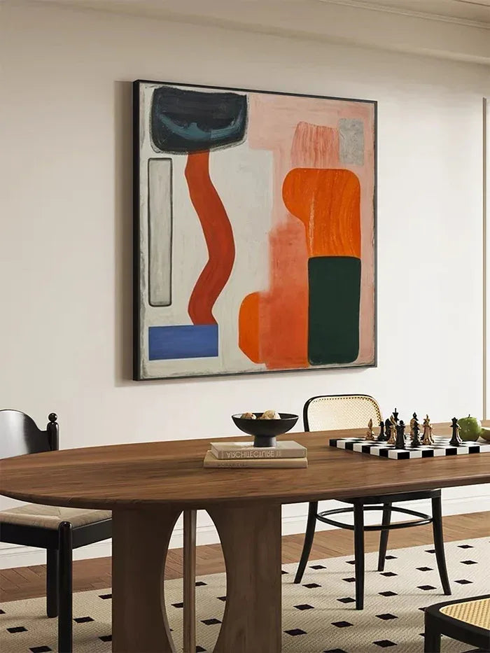 Modern Harmony - Geometric Abstract Color Block Oil Painting#AB14090