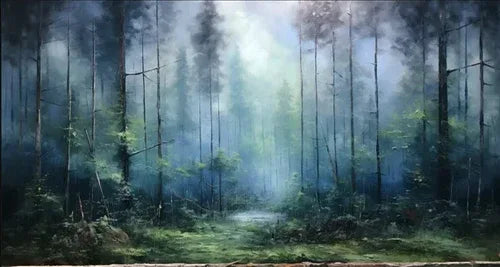 Mystic Forest - Hand-Painted Nature Landscape Oil Painting#AB14094