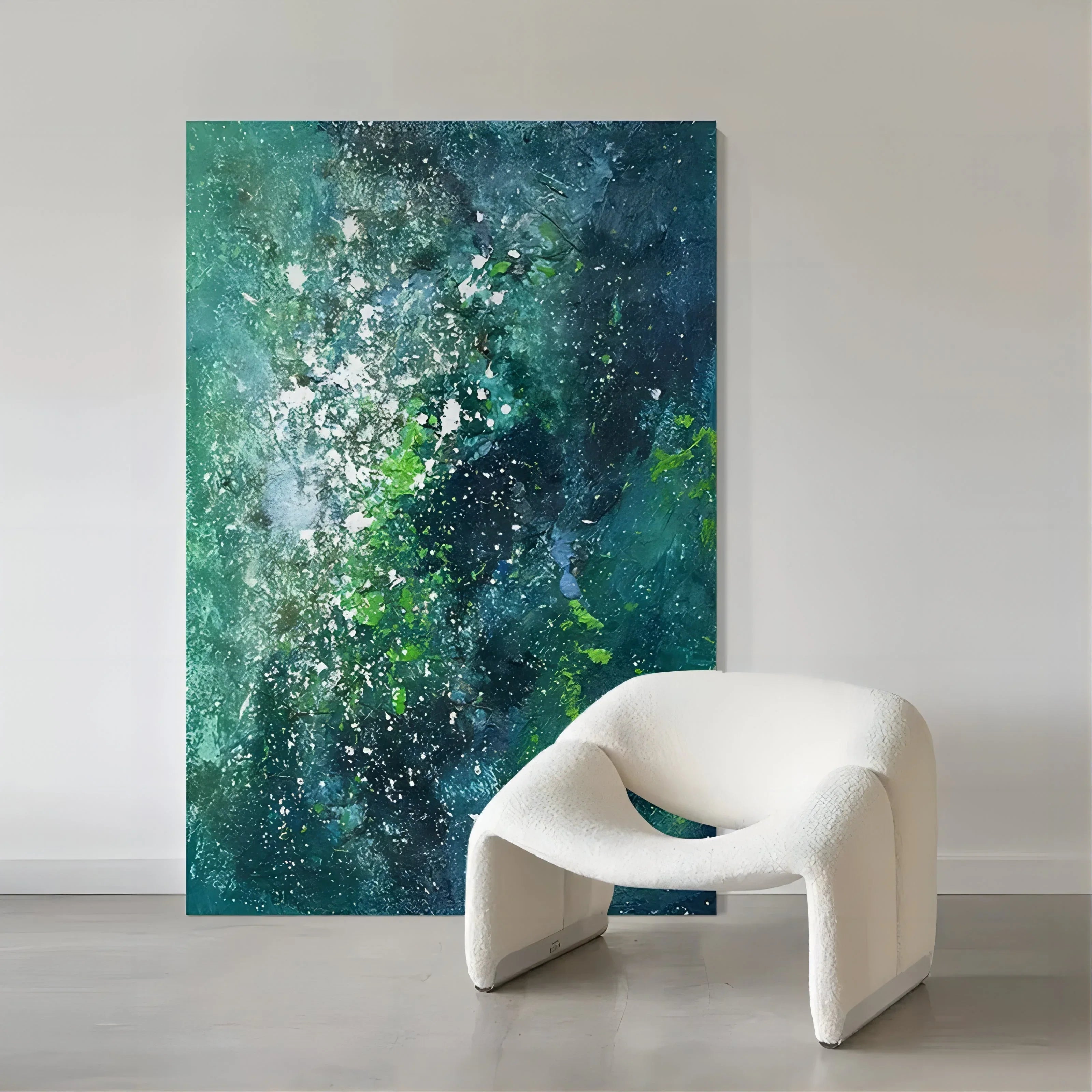 Emerald Cosmos-Hand-Painted Abstract Wall Art for Modern Interior Decoration