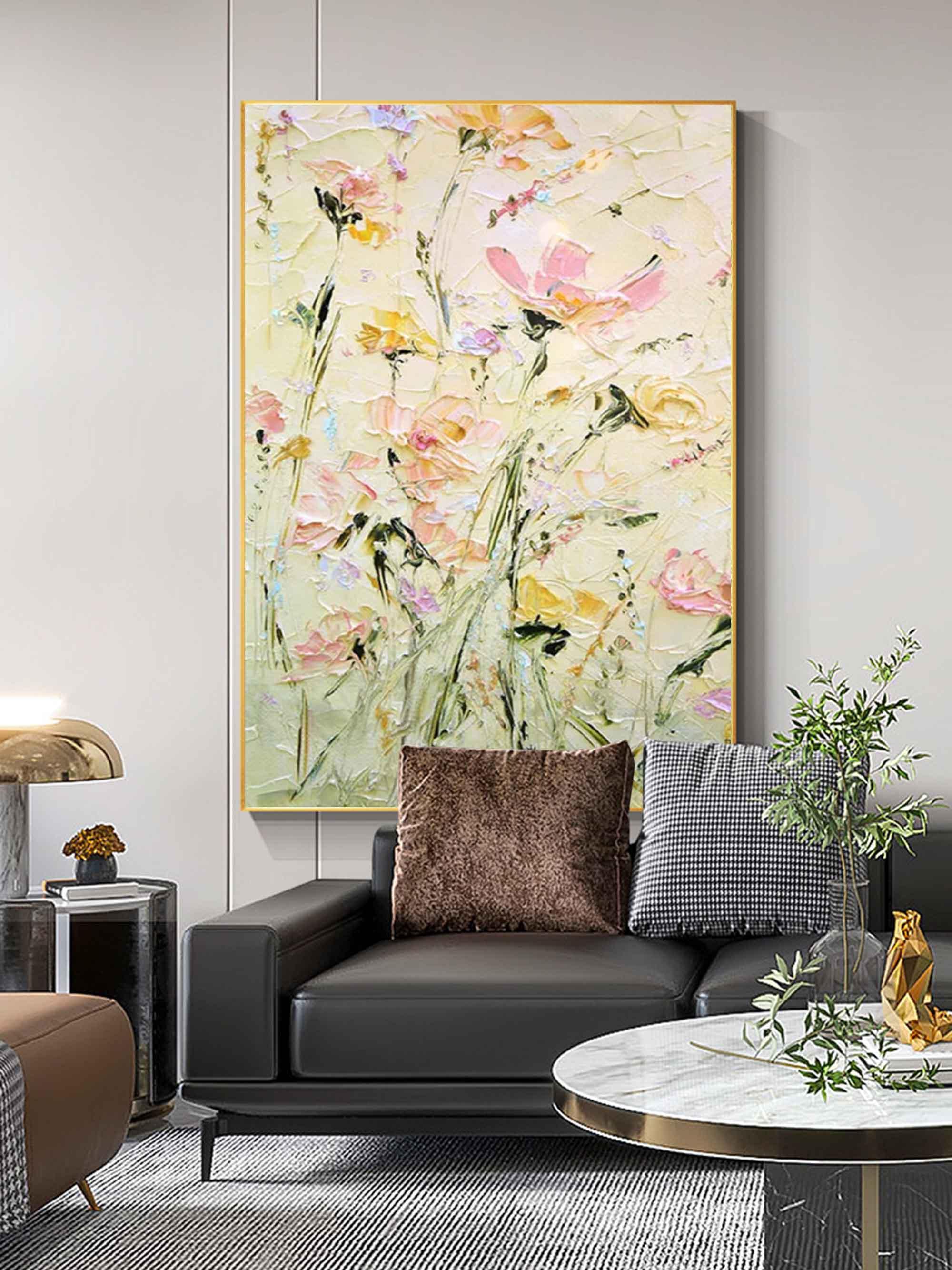 Spring Blossom - Hand Drawn Thick Painted Floral Texture Wall Art#FL10061