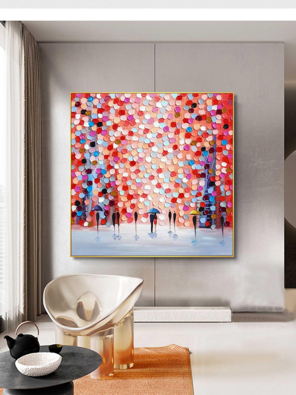 Rain of Colors - Hand drawn Thick painted Rainy Color Abstract Wall Art