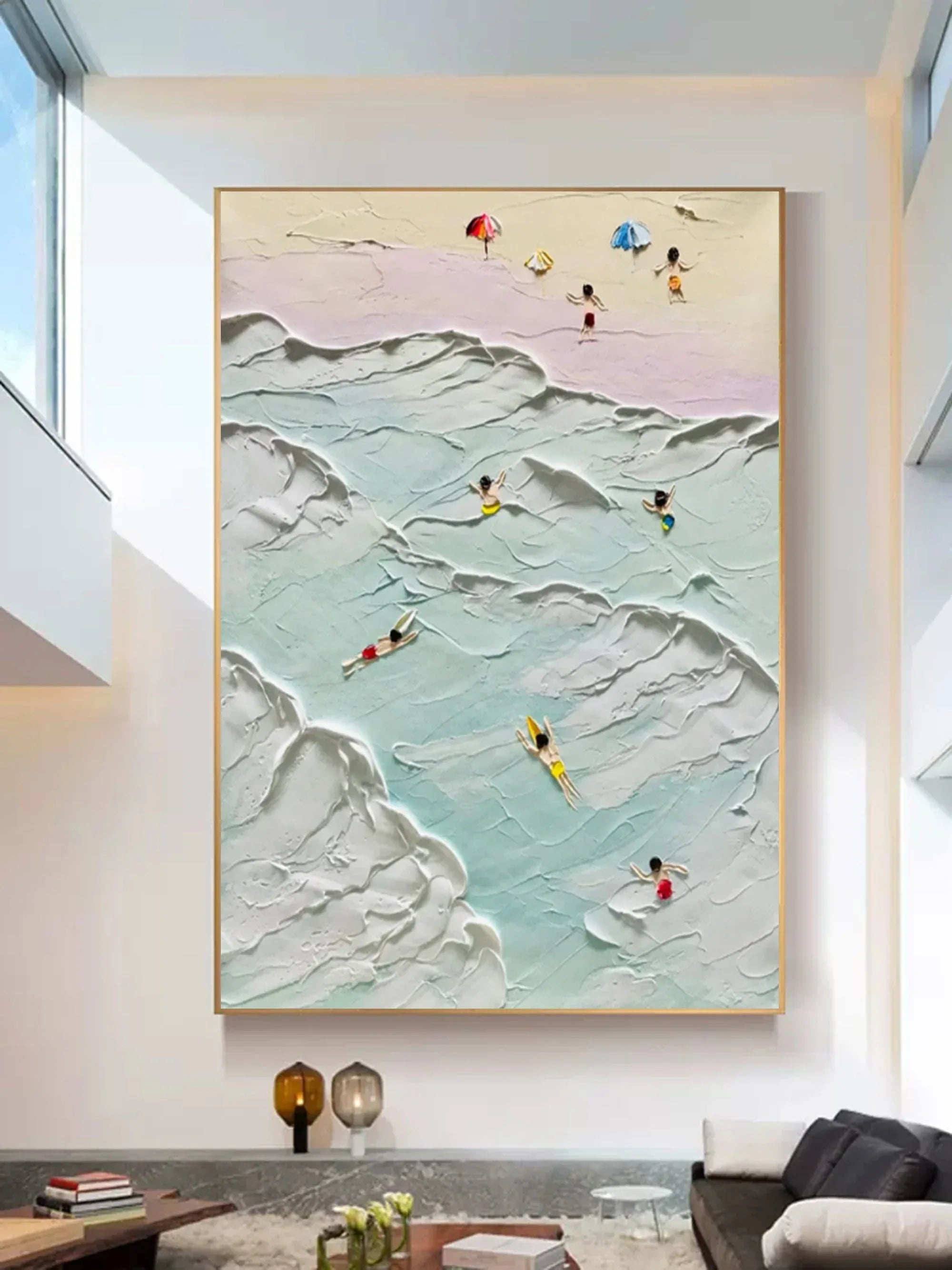 Coastal Bliss-Vertical Thick Coating Three-Dimensional Color Texture Abstract Wall Art