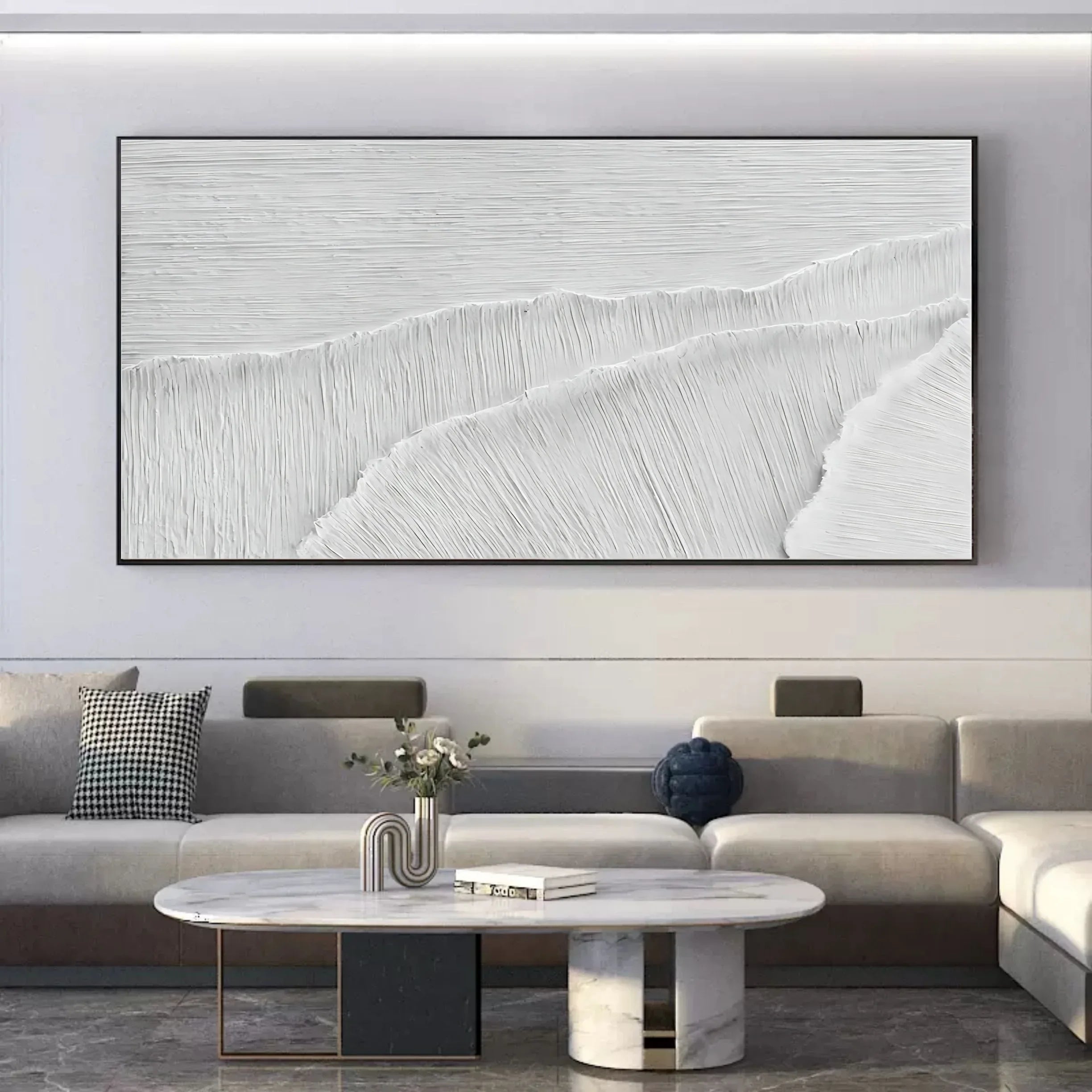 Ivory Serenity Horizons-Modern Minimalist Pure White Texture Abstract Wall Art