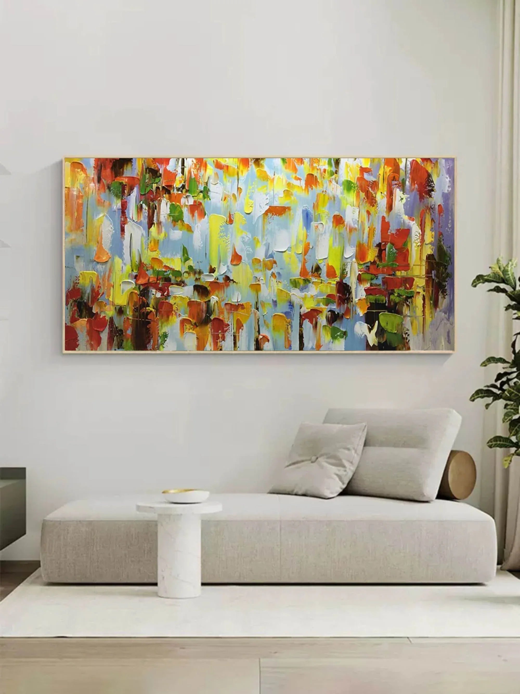 Color Symphony - Hand Drawn Thick Painted Abstract Colored Block Surface Oil Wall Art