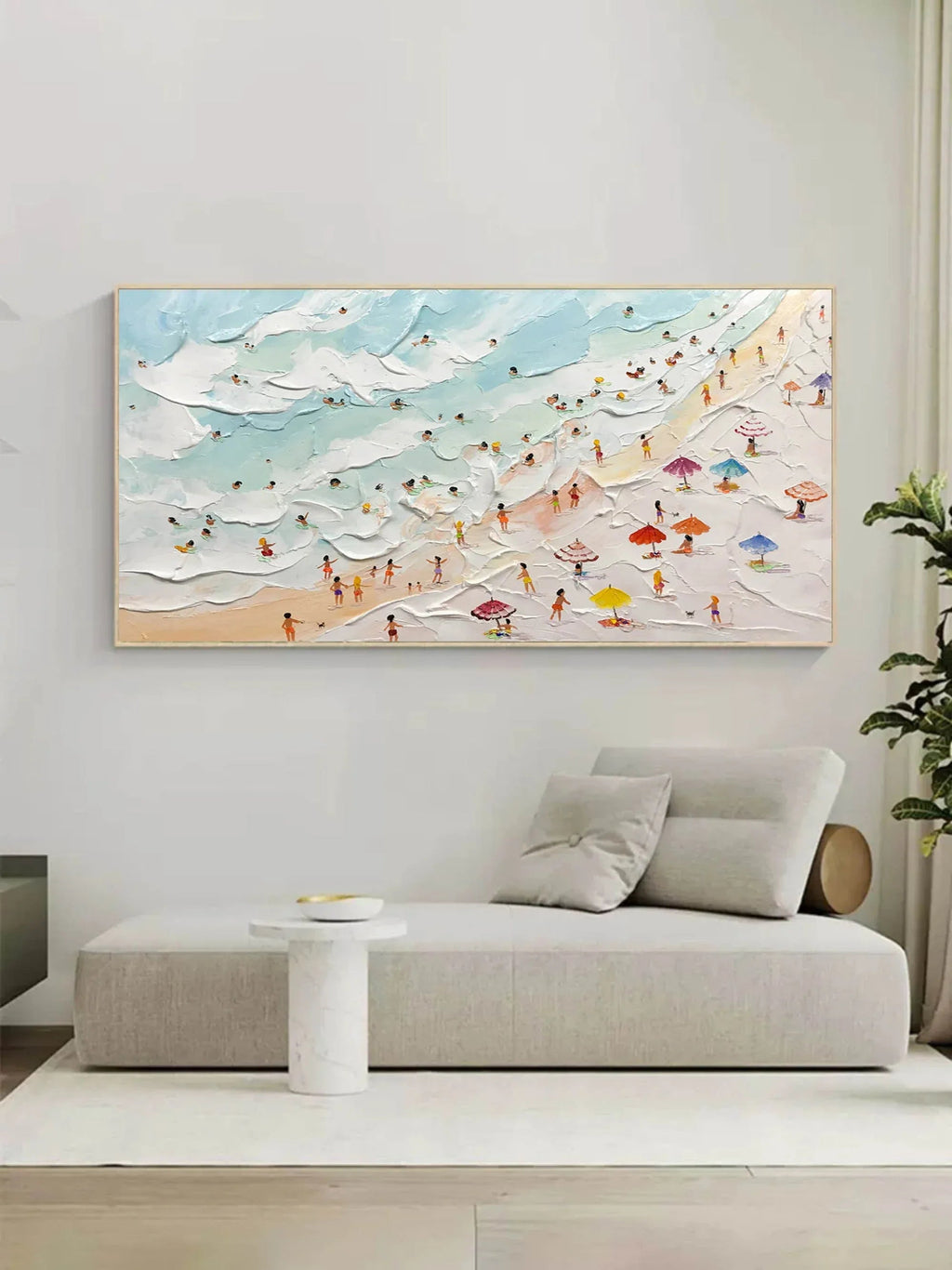 Beachside Bliss-Vibrant Seaside Scene Wall Art Created by Three-Dimensional Texture