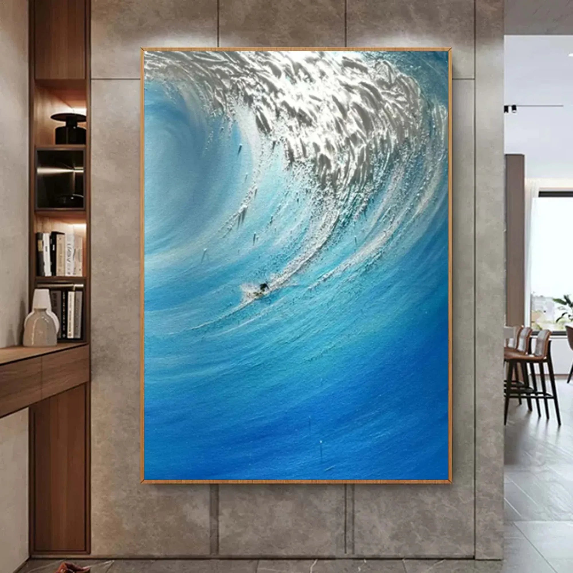 Ocean's Fury - Hand drawn 3D Wave Surfing Texture Wall Art