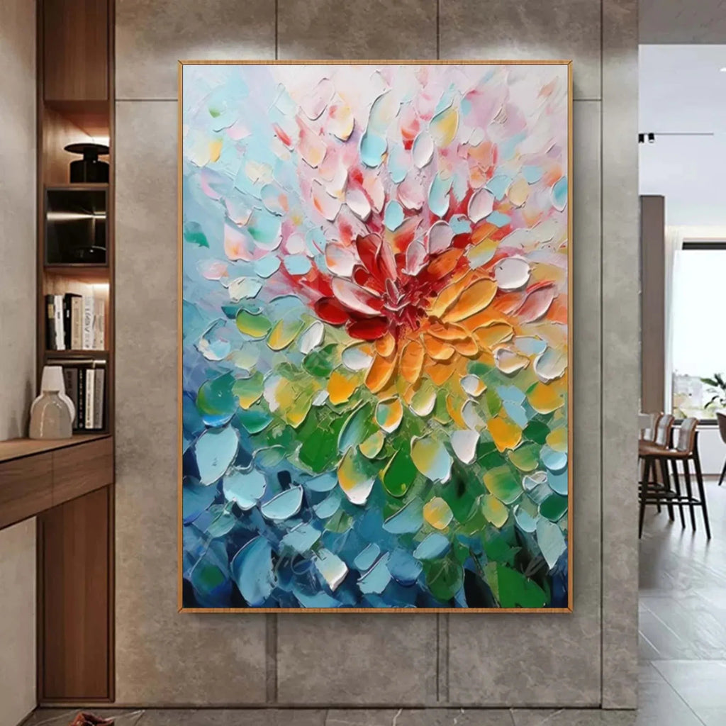 Blooming Radiance-Hand Drawn Color Three-Dimensional Flower Abstract Wall Art#FL10007