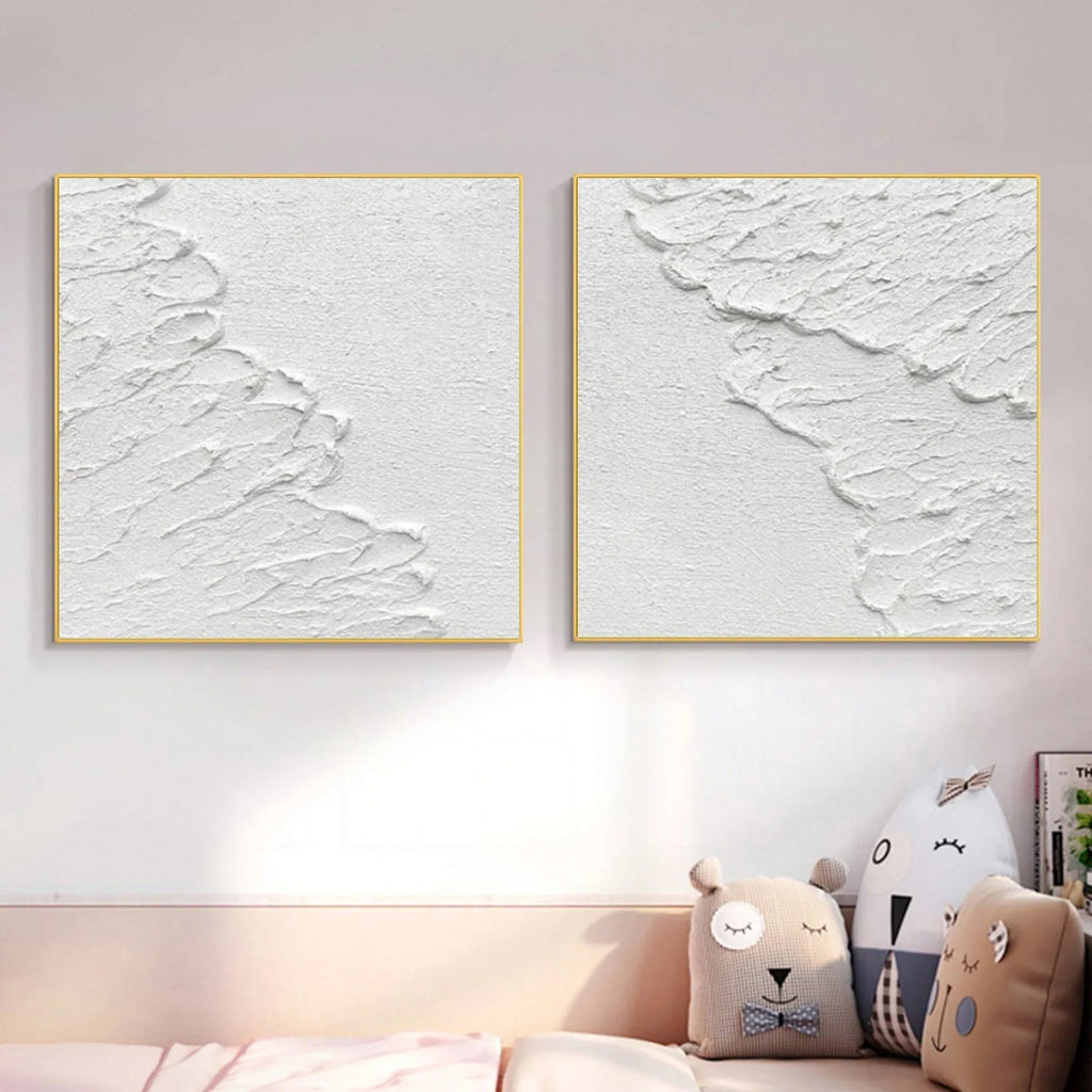 Ethereal Textured Diptych Art Set Of 2-Modern Minimalist Decorative Wave Flowing Texture Wall Art