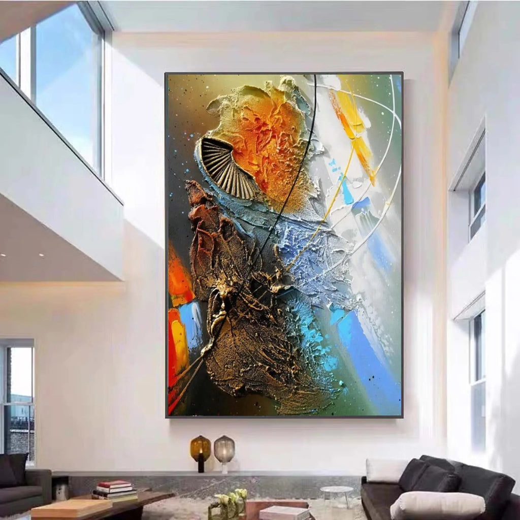 Cosmic Fusion-Multi Color Abstract Thick Painted Oil Painting Wall Art