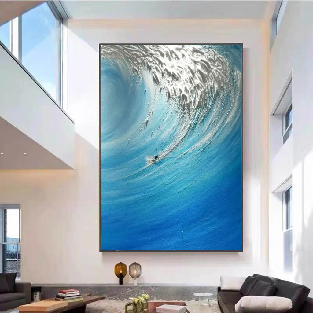 Ocean's Fury - Hand drawn 3D Wave Surfing Texture Wall Art