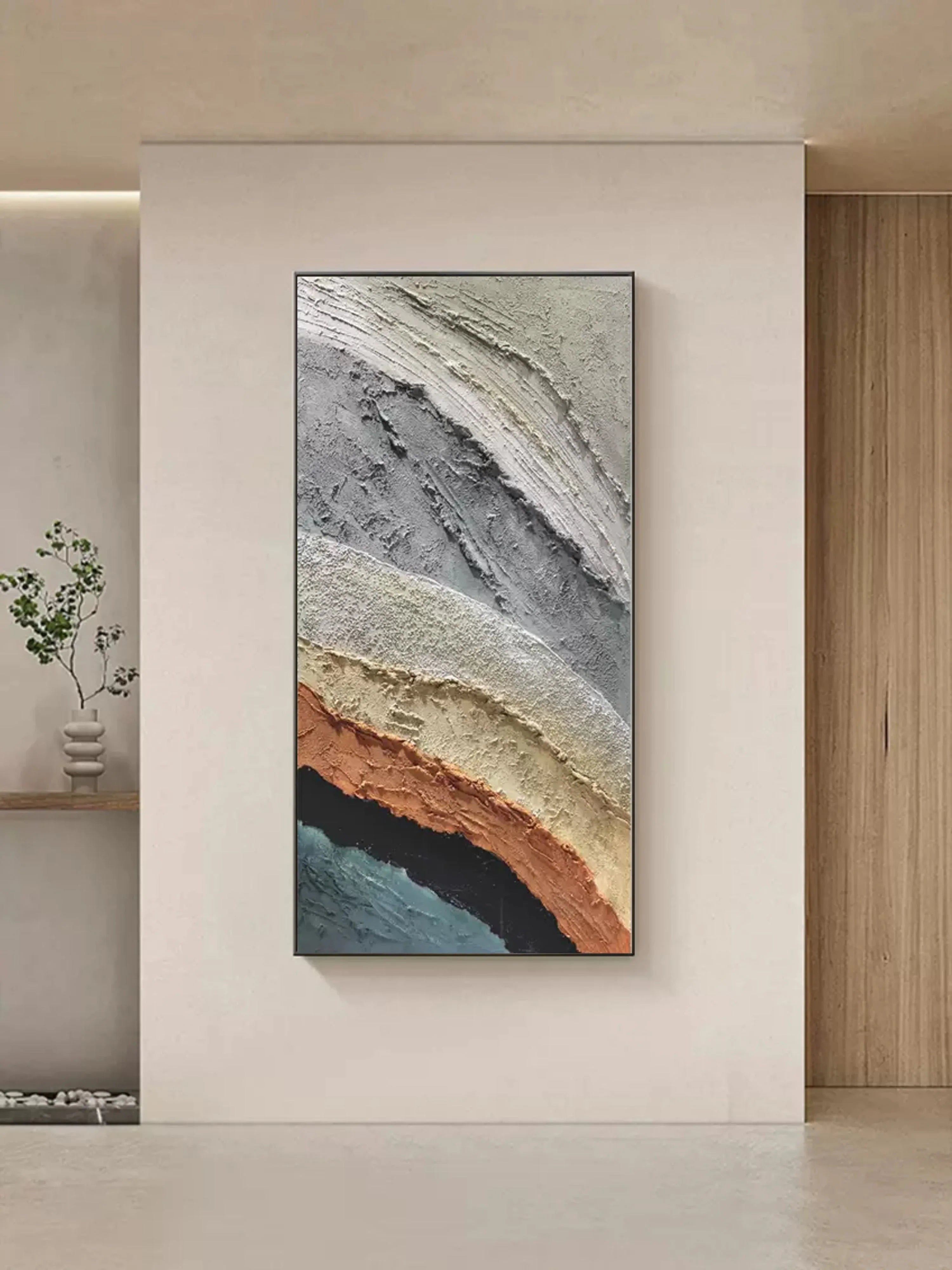 Layered Earth Textured Art-Modern Minimalist Layered Texture Abstract Wall Art