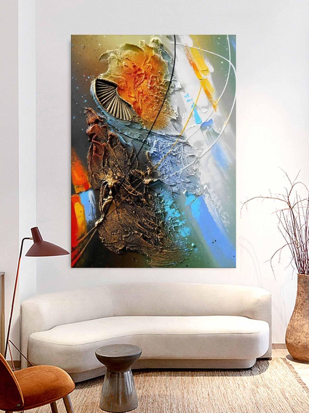 Cosmic Fusion-Multi Color Abstract Thick Painted Oil Painting Wall Art