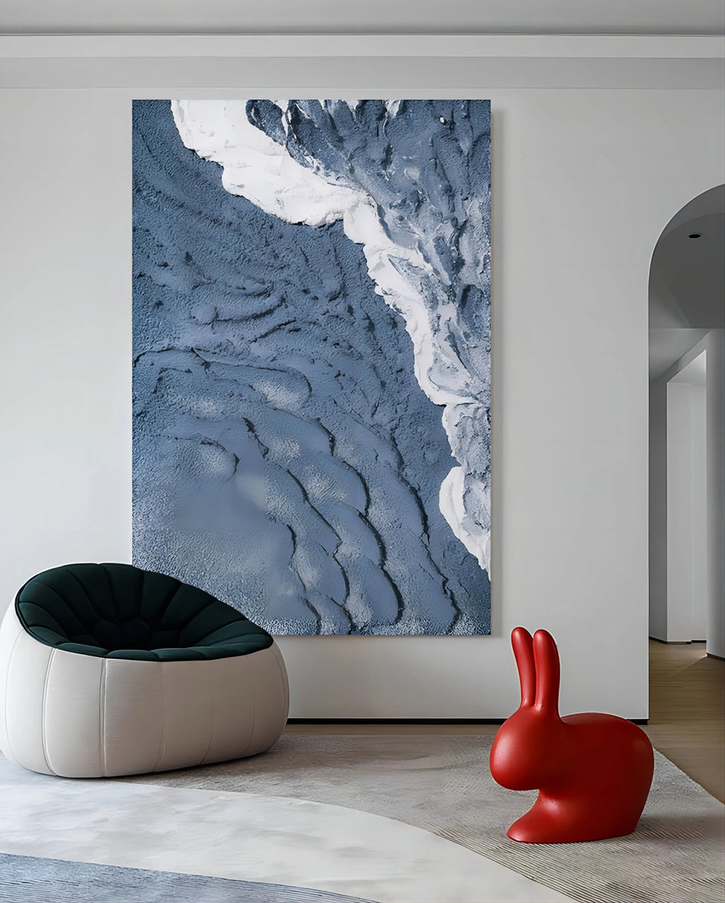 Blue Tide-Hand Drawn Three-Dimensional Wave Texture Wall Art