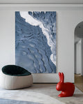 Blue Tide-Hand Drawn Three-Dimensional Wave Texture Wall Art