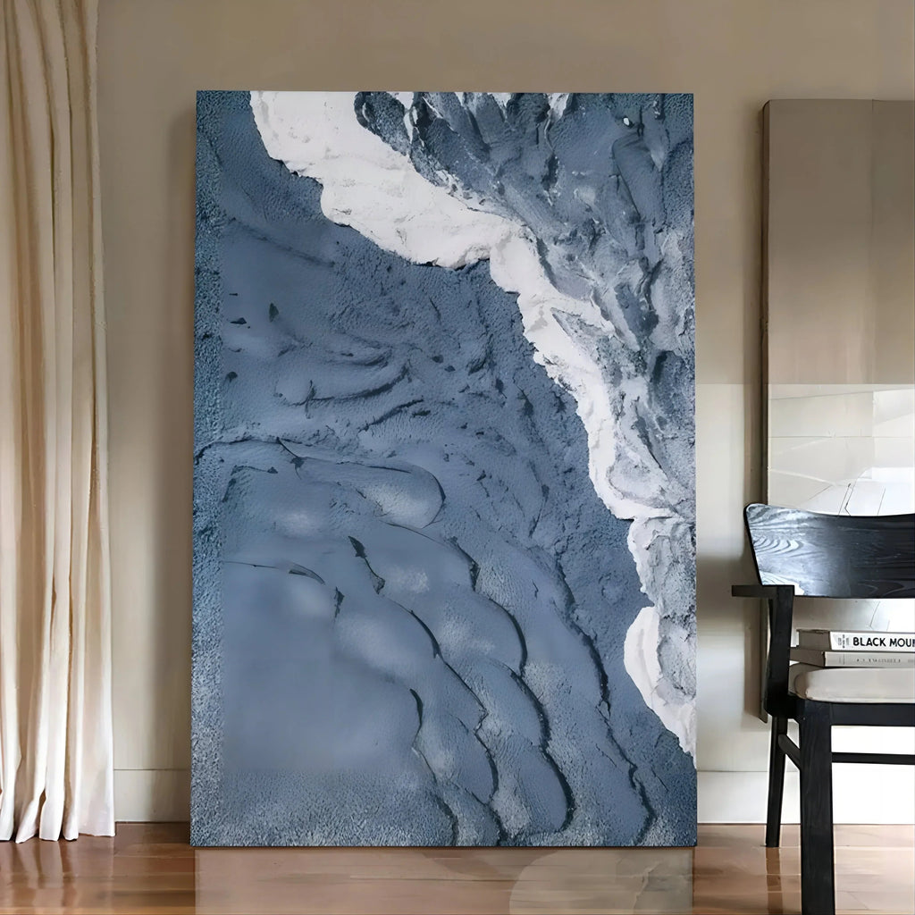 Blue Tide-Hand Drawn Three-Dimensional Wave Texture Wall Art