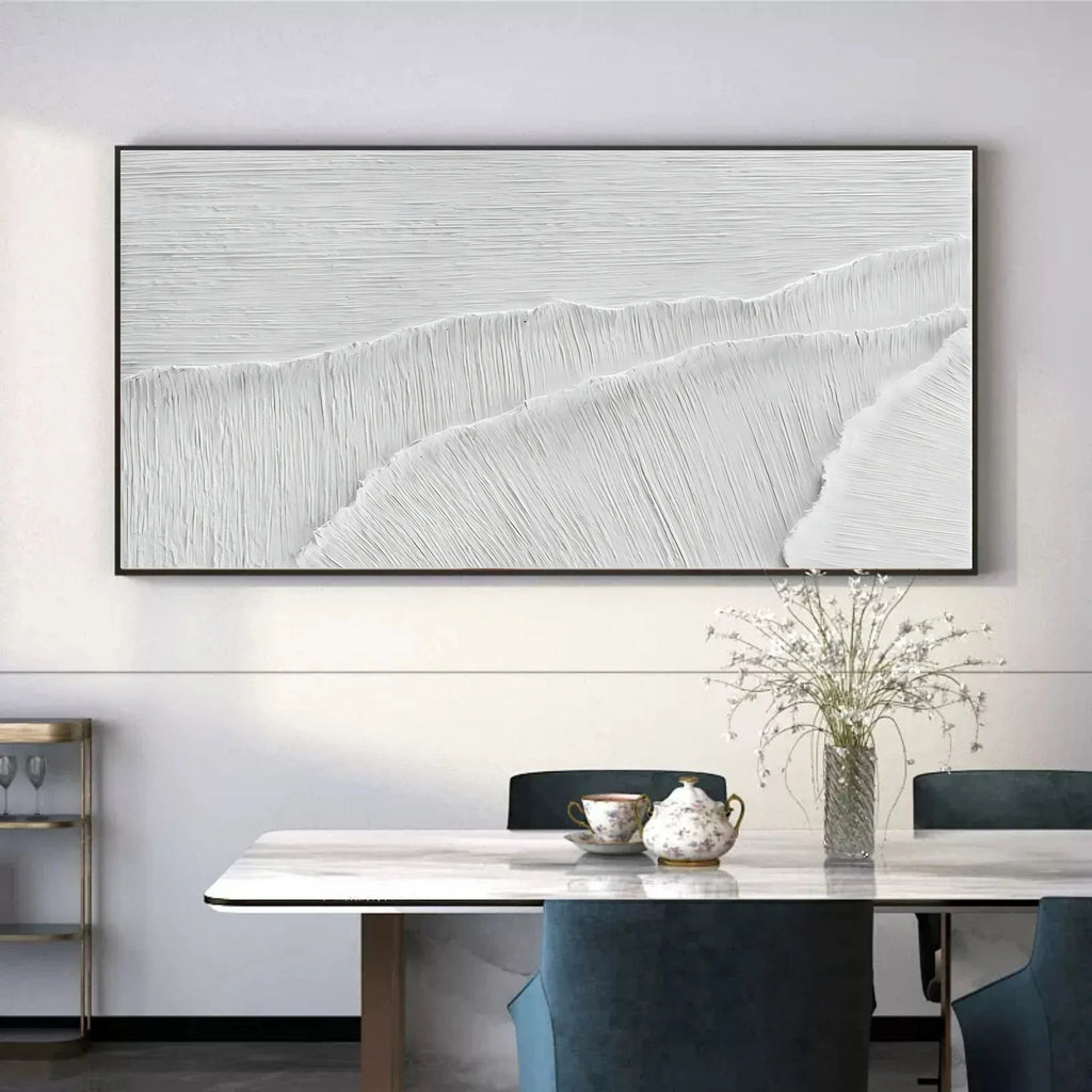 Ivory Serenity Horizons-Modern Minimalist Pure White Texture Abstract Wall Art