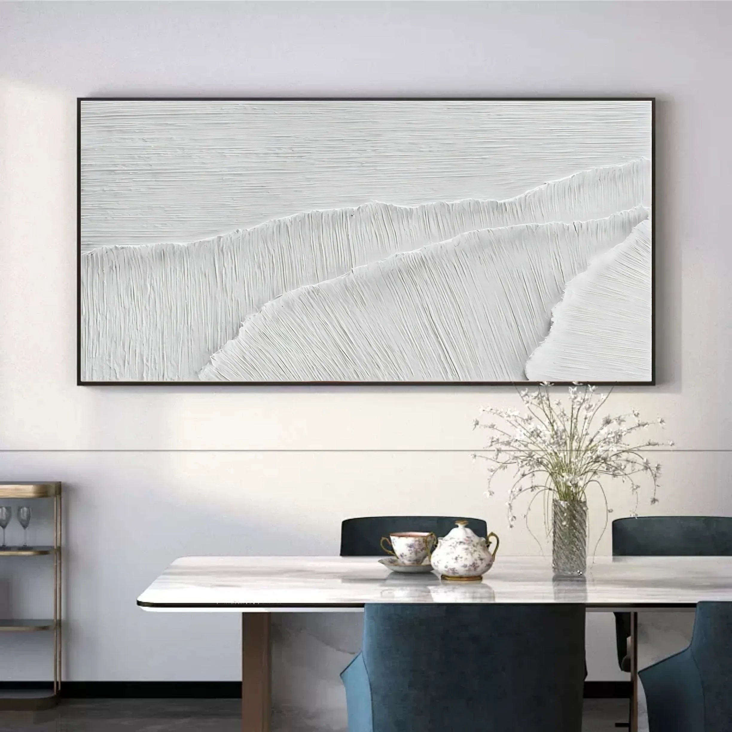 Ivory Serenity Horizons-Modern Minimalist Pure White Texture Abstract Wall Art