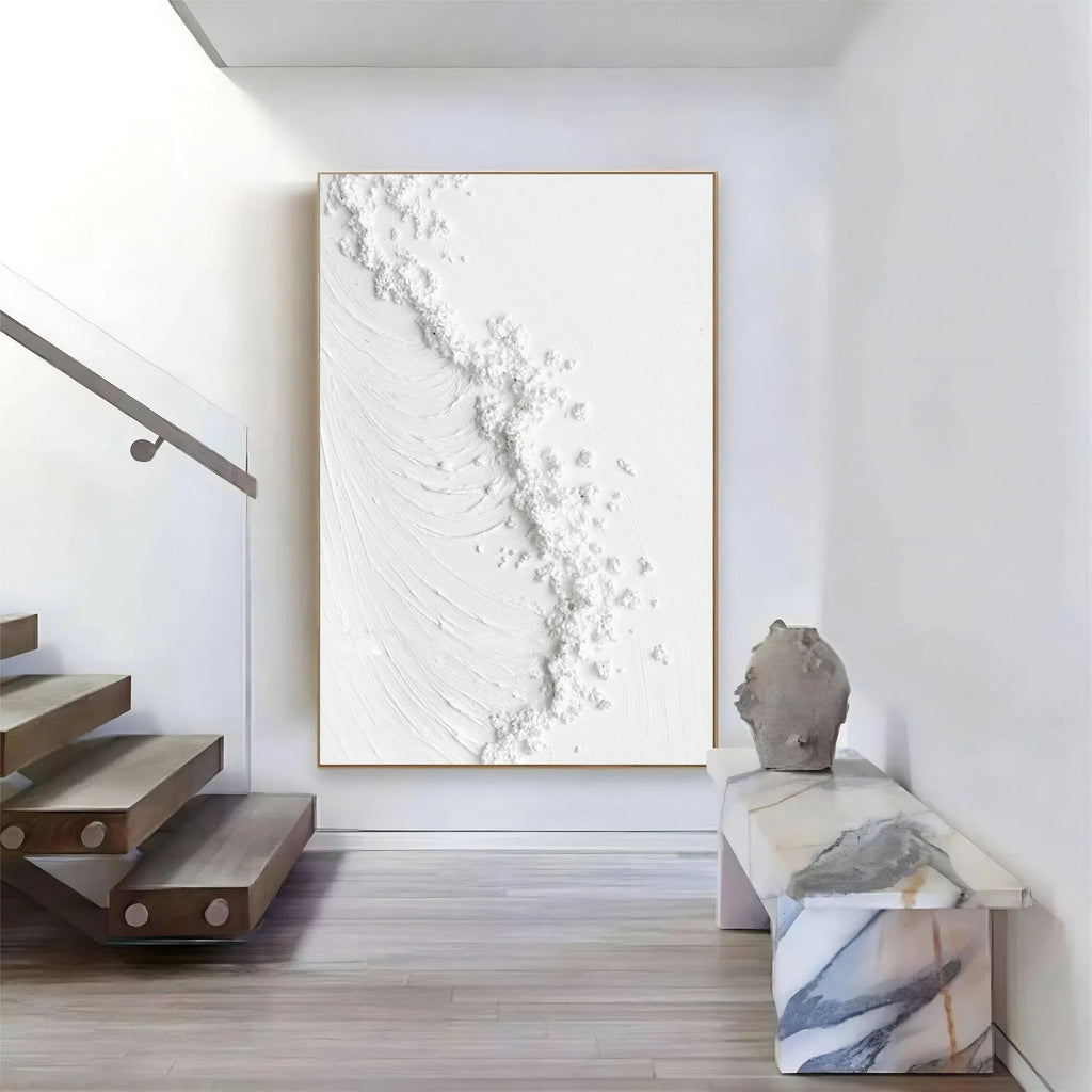 Frosted Harmony Drift-Modern Minimalist Flowing Wave Texture Wall Art