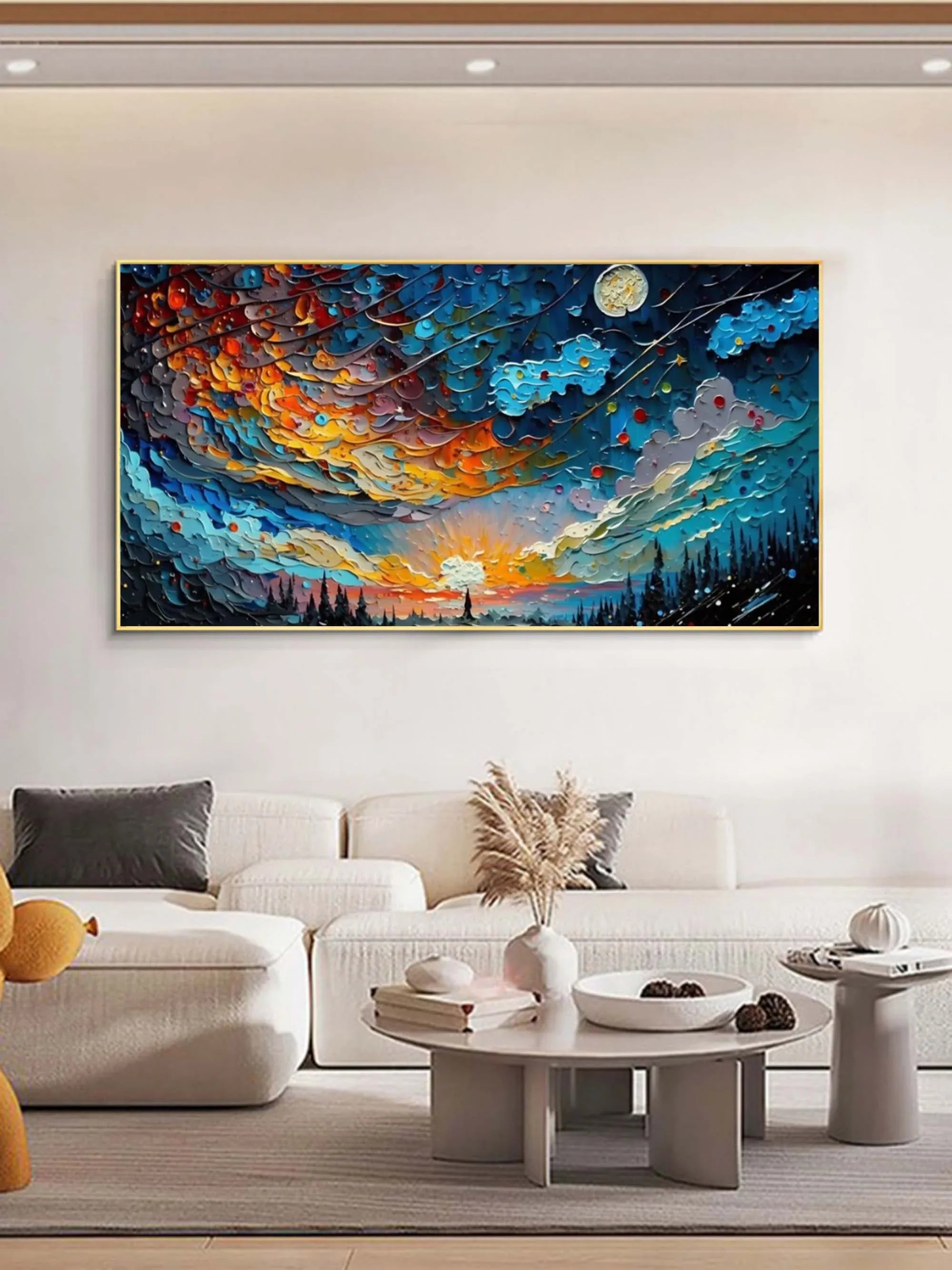 Cosmic Sunrise - Modern Interior Design Abstract Texture Starry Sky Wall Art
