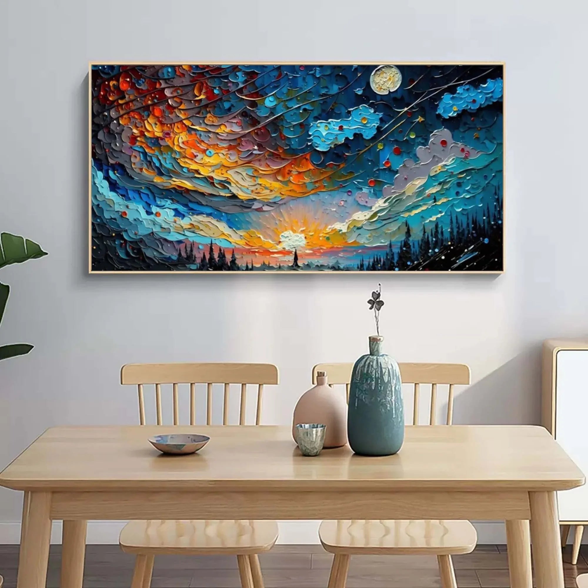 Cosmic Sunrise - Modern Interior Design Abstract Texture Starry Sky Wall Art