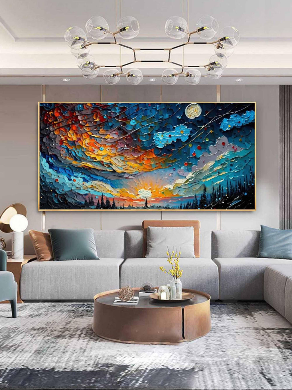 Cosmic Sunrise - Modern Interior Design Abstract Texture Starry Sky Wall Art