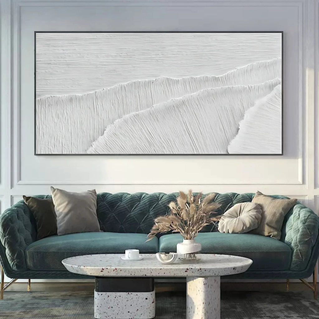 Ivory Serenity Horizons-Modern Minimalist Pure White Texture Abstract Wall Art