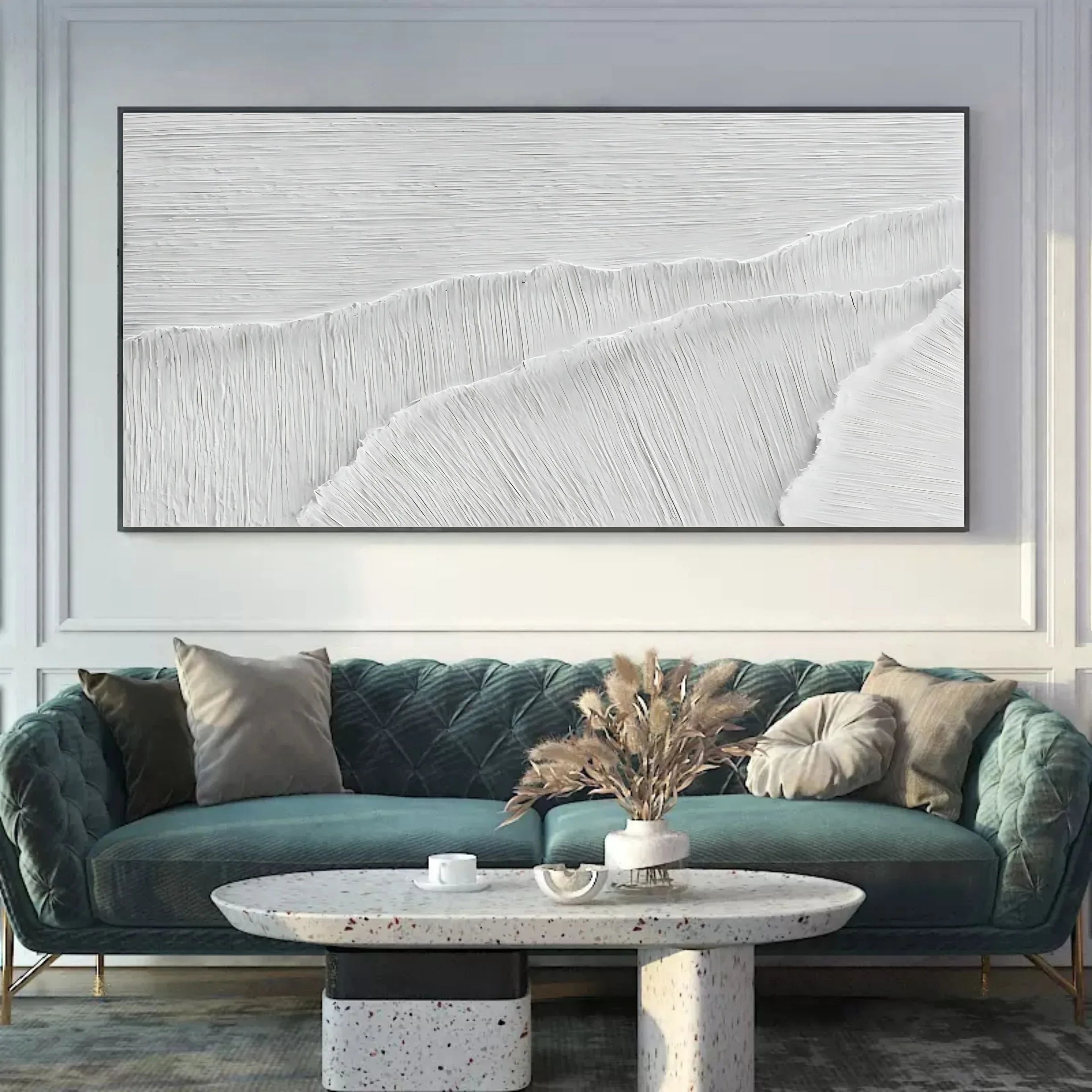 Ivory Serenity Horizons-Modern Minimalist Pure White Texture Abstract Wall Art