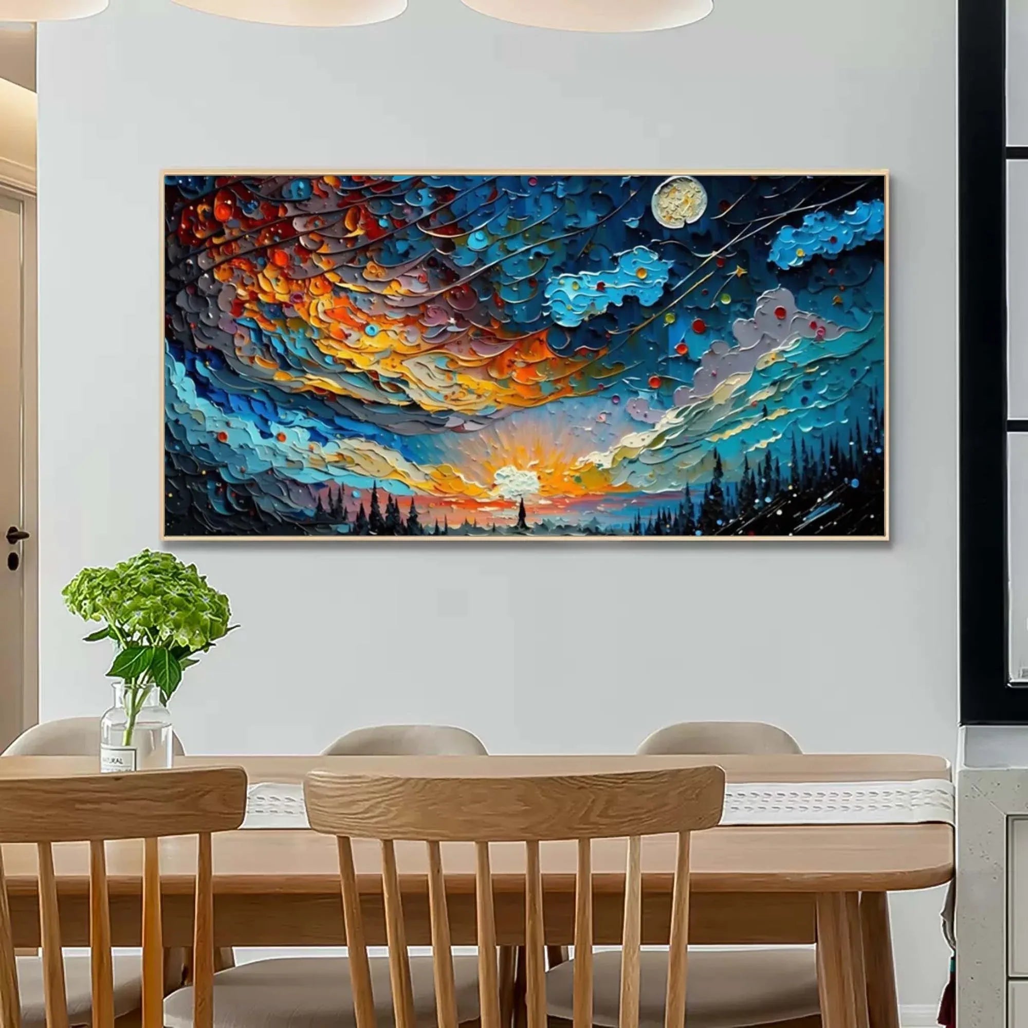 Cosmic Sunrise - Modern Interior Design Abstract Texture Starry Sky Wall Art