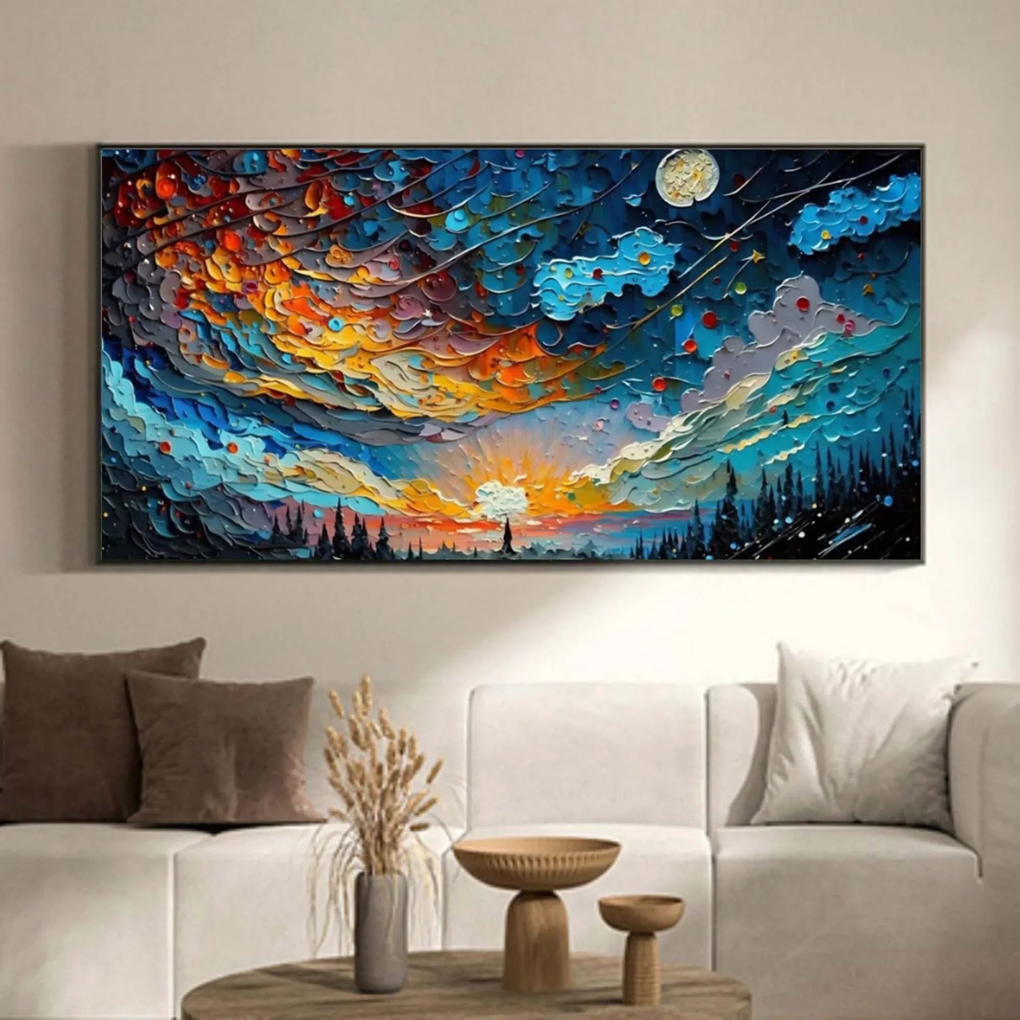 Cosmic Sunrise - Modern Interior Design Abstract Texture Starry Sky Wall Art