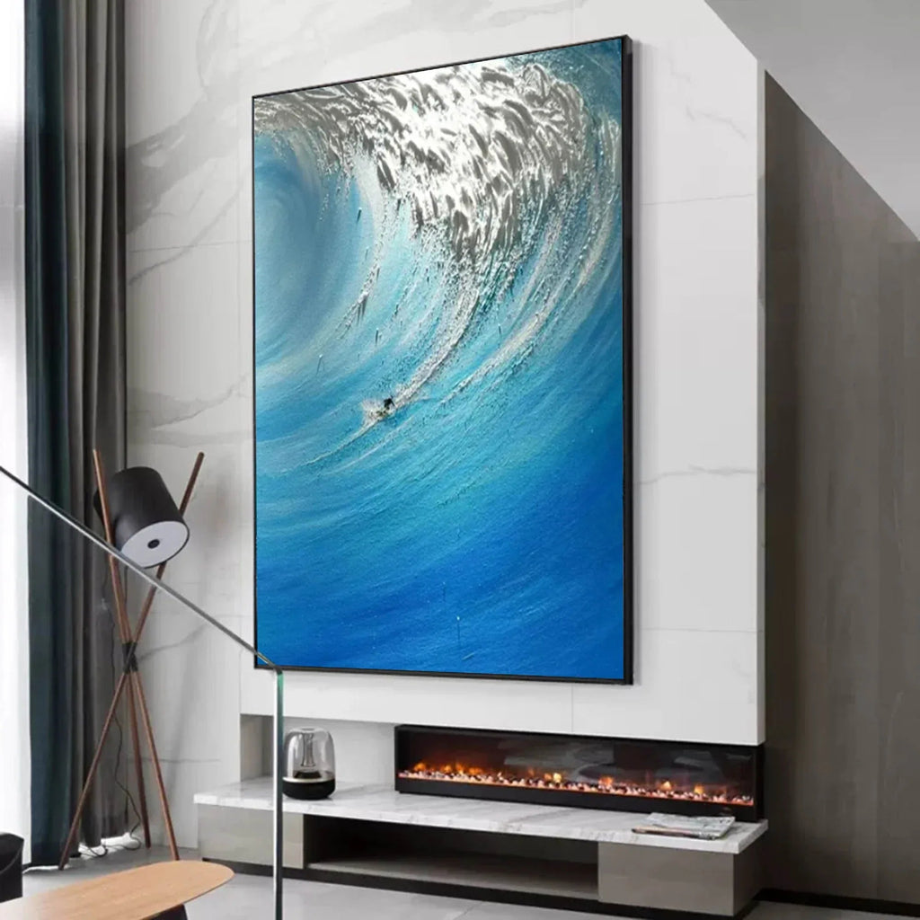 Ocean's Fury - Hand drawn 3D Wave Surfing Texture Wall Art