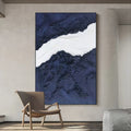 Indigo Divide-Modern Minimalist Blue and White Layered Texture Abstract Wall Art