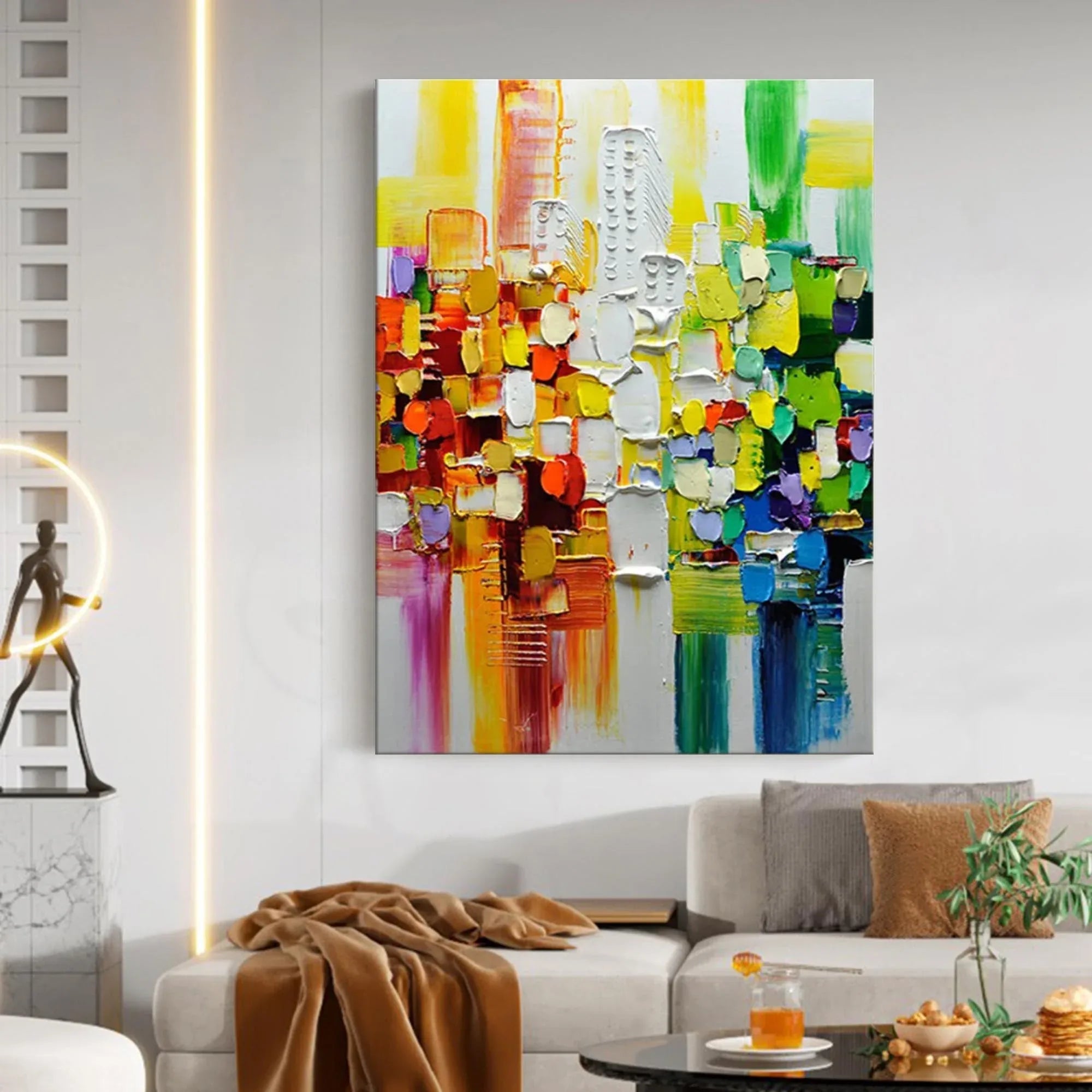 Color Symphony - Hand Drawn Thick Painted Urban Abstract Geometric Wall Art