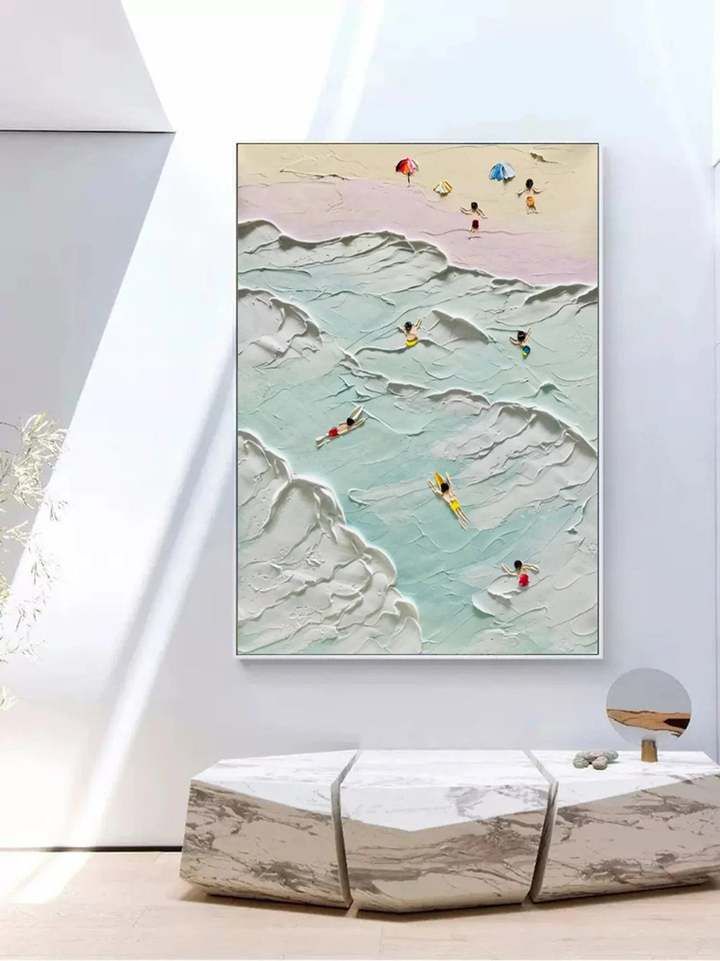 Coastal Bliss-Vertical Thick Coating Three-Dimensional Color Texture Abstract Wall Art