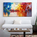 Colorful Reflections - Abstract Landscape Oil Painting Wall Art with Color Texture