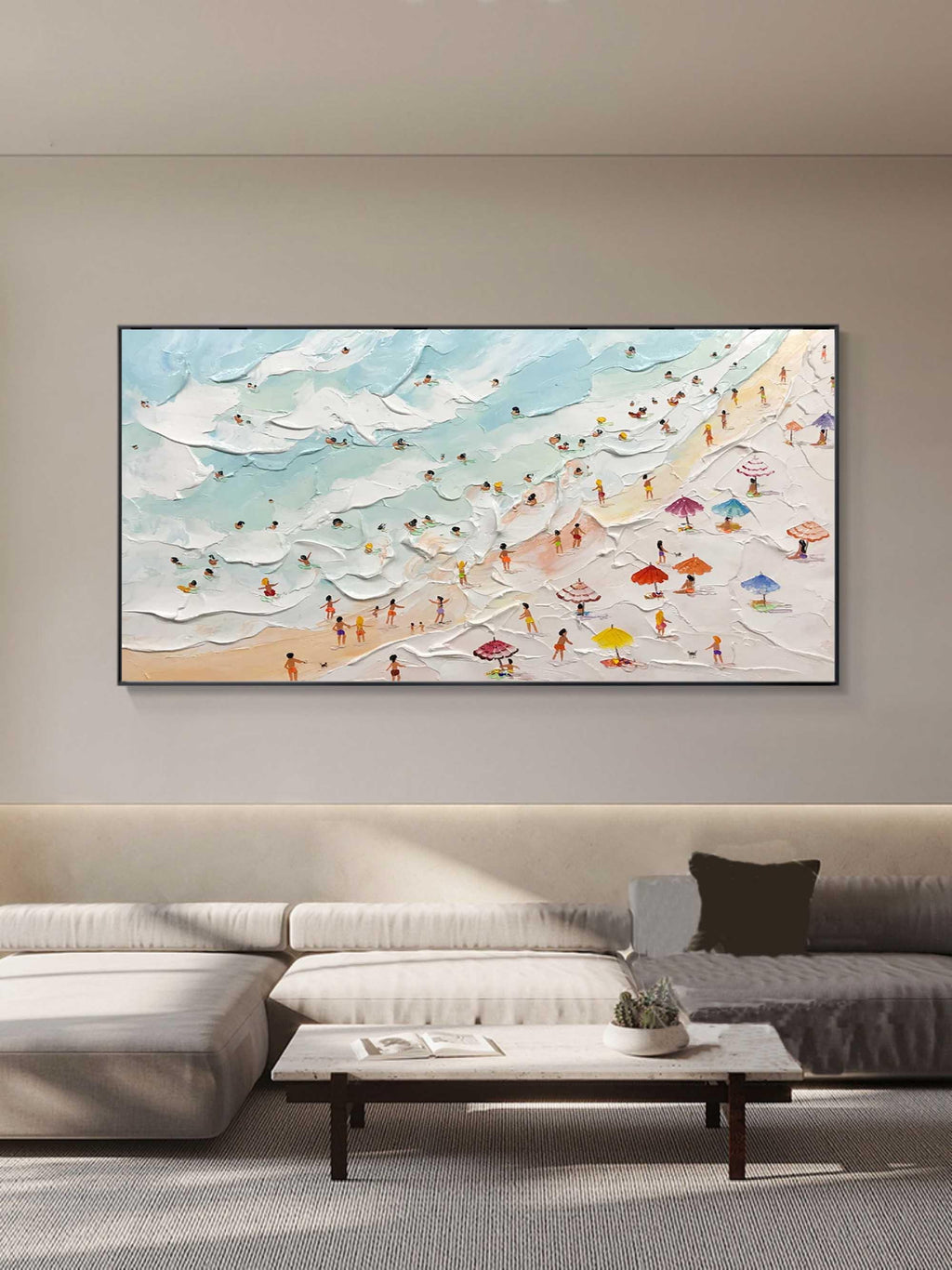 Beachside Bliss-Vibrant Seaside Scene Wall Art Created by Three-Dimensional Texture