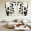 Monochrome Harmony SET OF 2-Modern Minimalist Abstract Geometric Block Wall Art