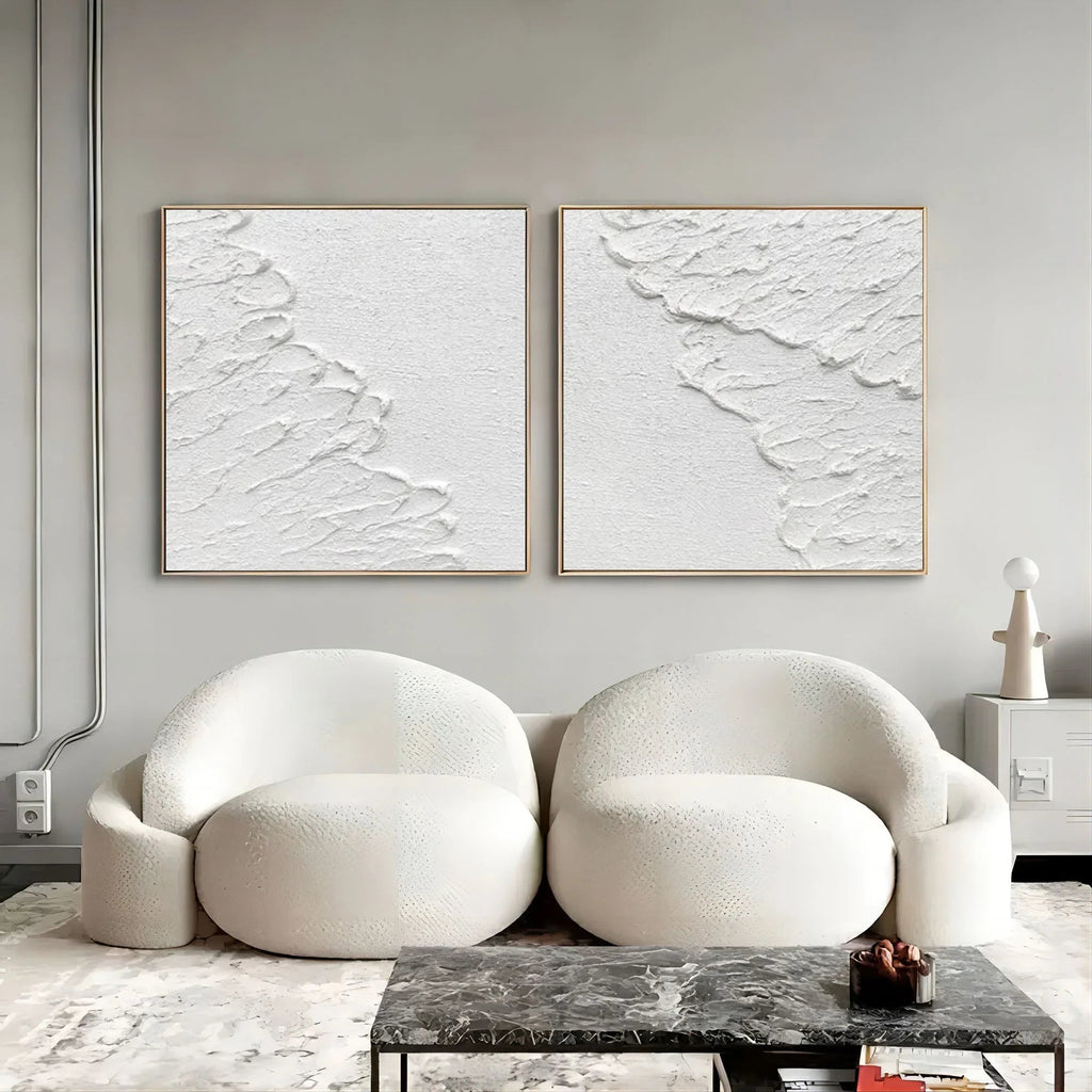 Ethereal Textured Diptych Art Set Of 2-Modern Minimalist Decorative Wave Flowing Texture Wall Art