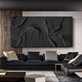 Obsidian Texture -Pure Black Thick Coating Texture Minimalist Abstract Wall Art