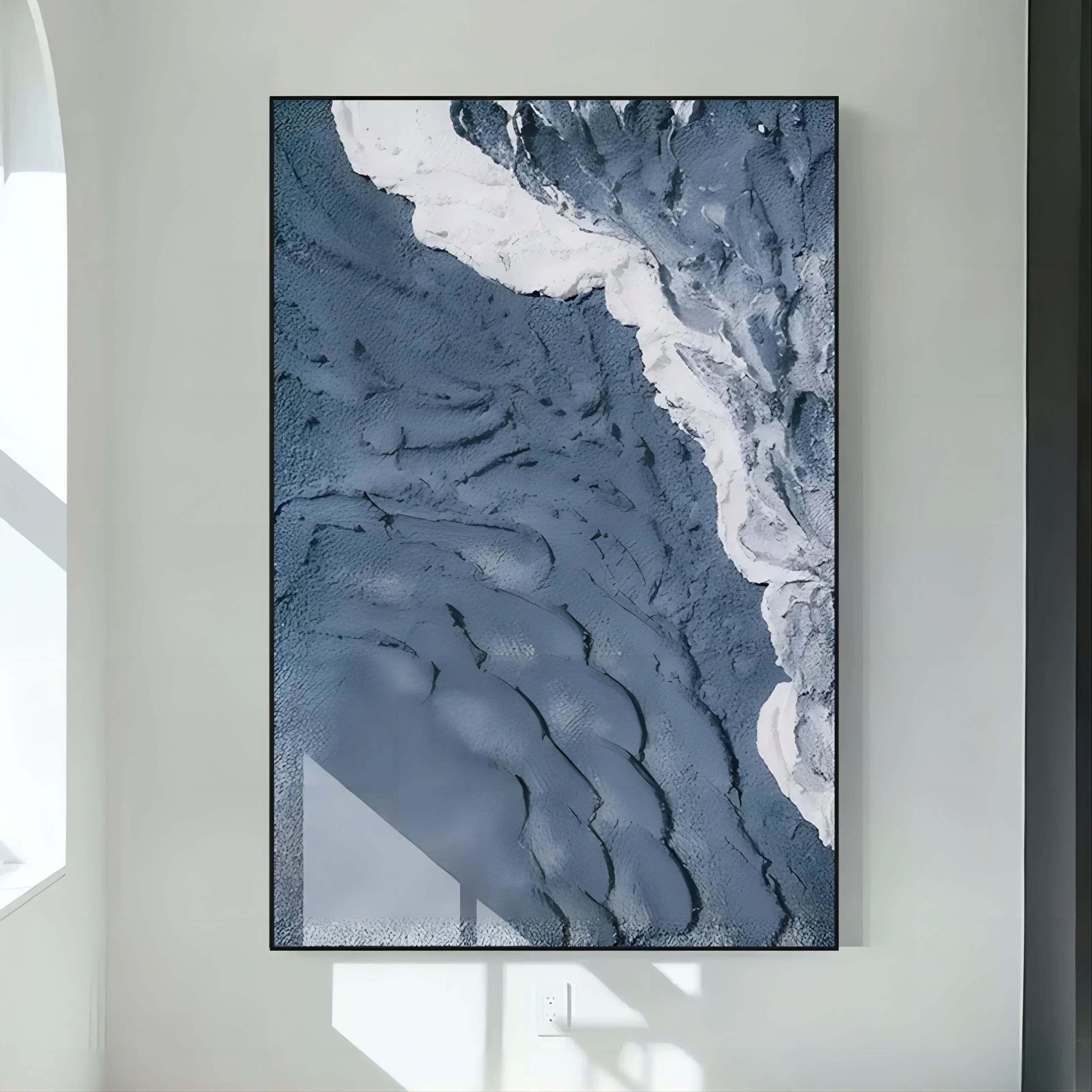 Blue Tide-Hand Drawn Three-Dimensional Wave Texture Wall Art