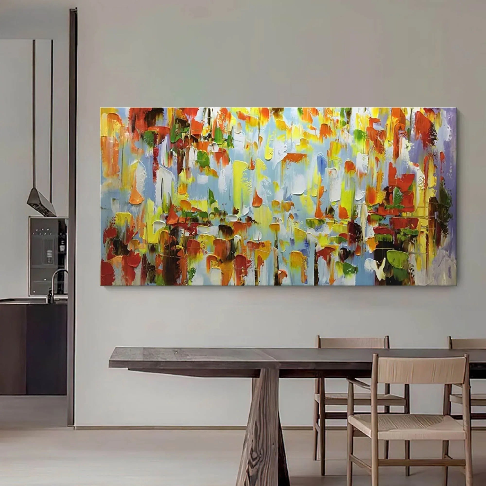 Color Symphony - Hand Drawn Thick Painted Abstract Colored Block Surface Oil Wall Art