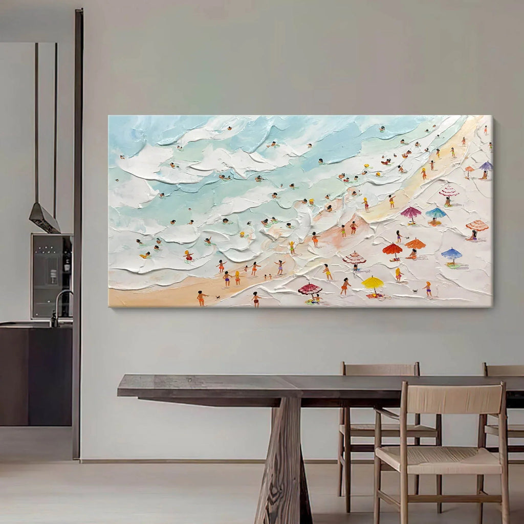 Beachside Bliss-Vibrant Seaside Scene Wall Art Created by Three-Dimensional Texture