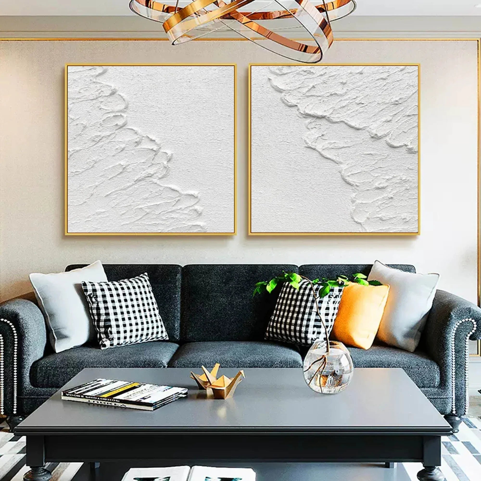 Ethereal Textured Diptych Art Set Of 2-Modern Minimalist Decorative Wave Flowing Texture Wall Art