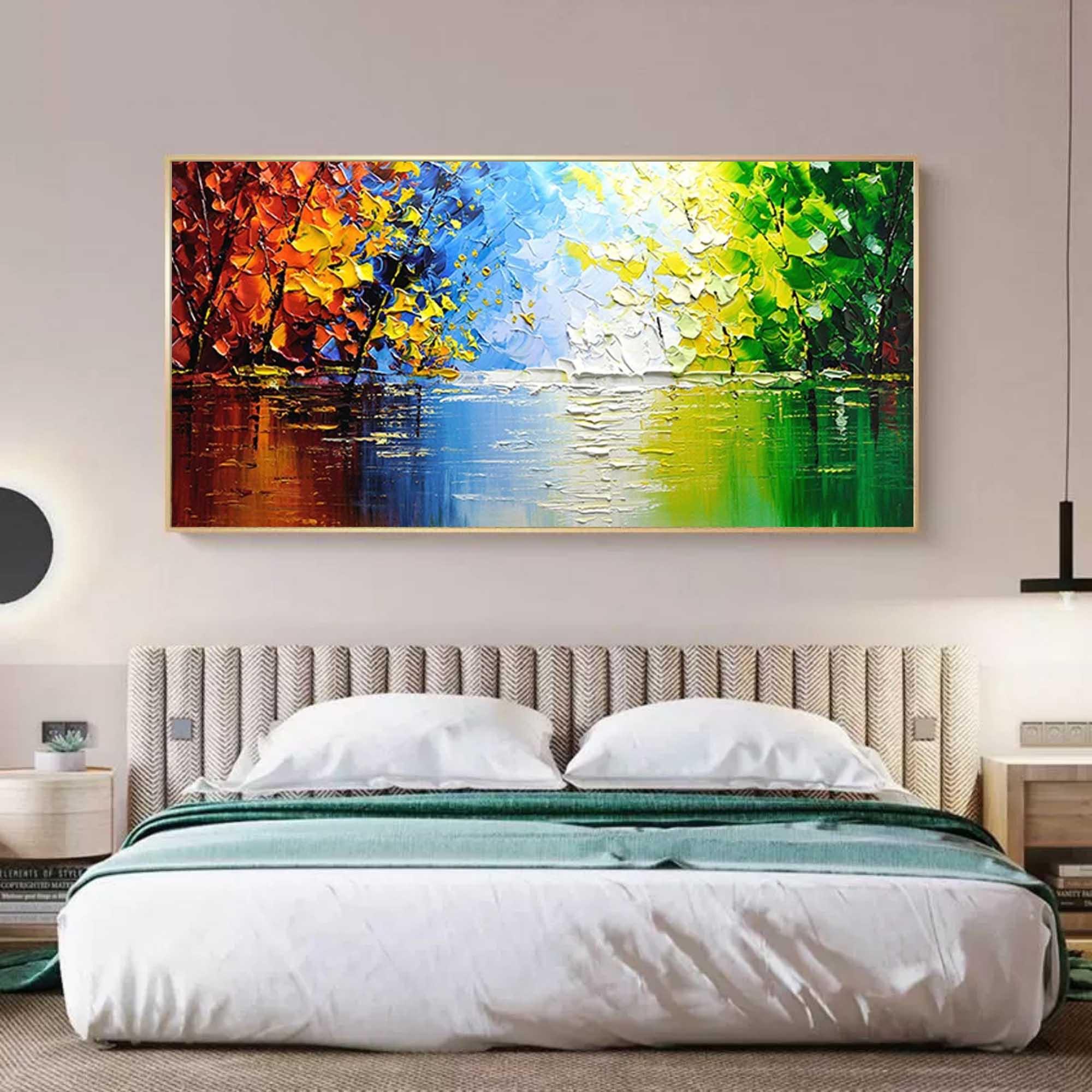 Seasons of Reflection -Horizontal Three-Dimensional Landscape Abstract Oil Painting Wall Art