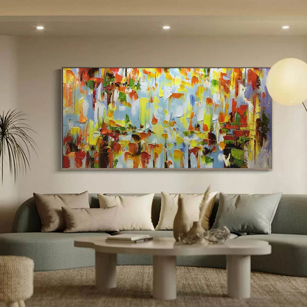 Color Symphony - Hand Drawn Thick Painted Abstract Colored Block Surface Oil Wall Art