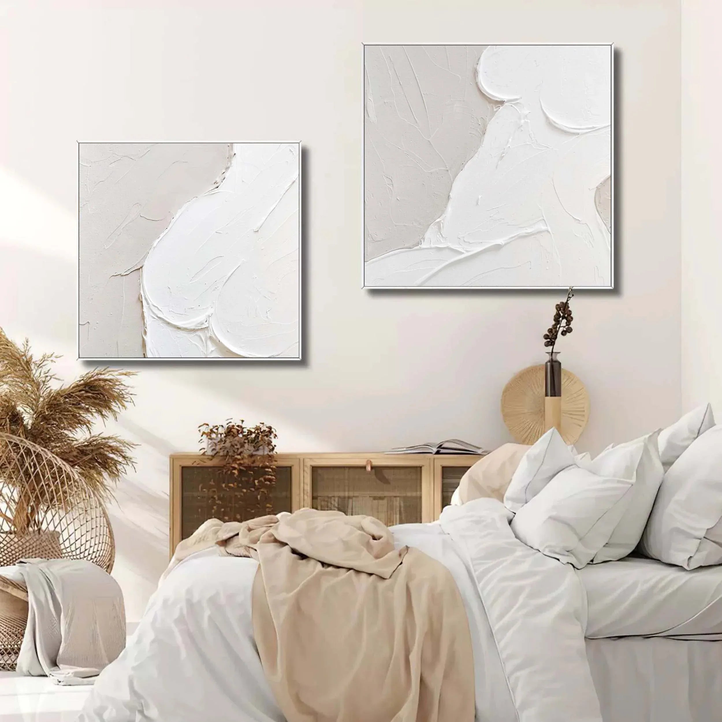 Abstract Whispers Diptych Set Of 2-Modern Minimalist Three-Dimensional Abstract Wall Art