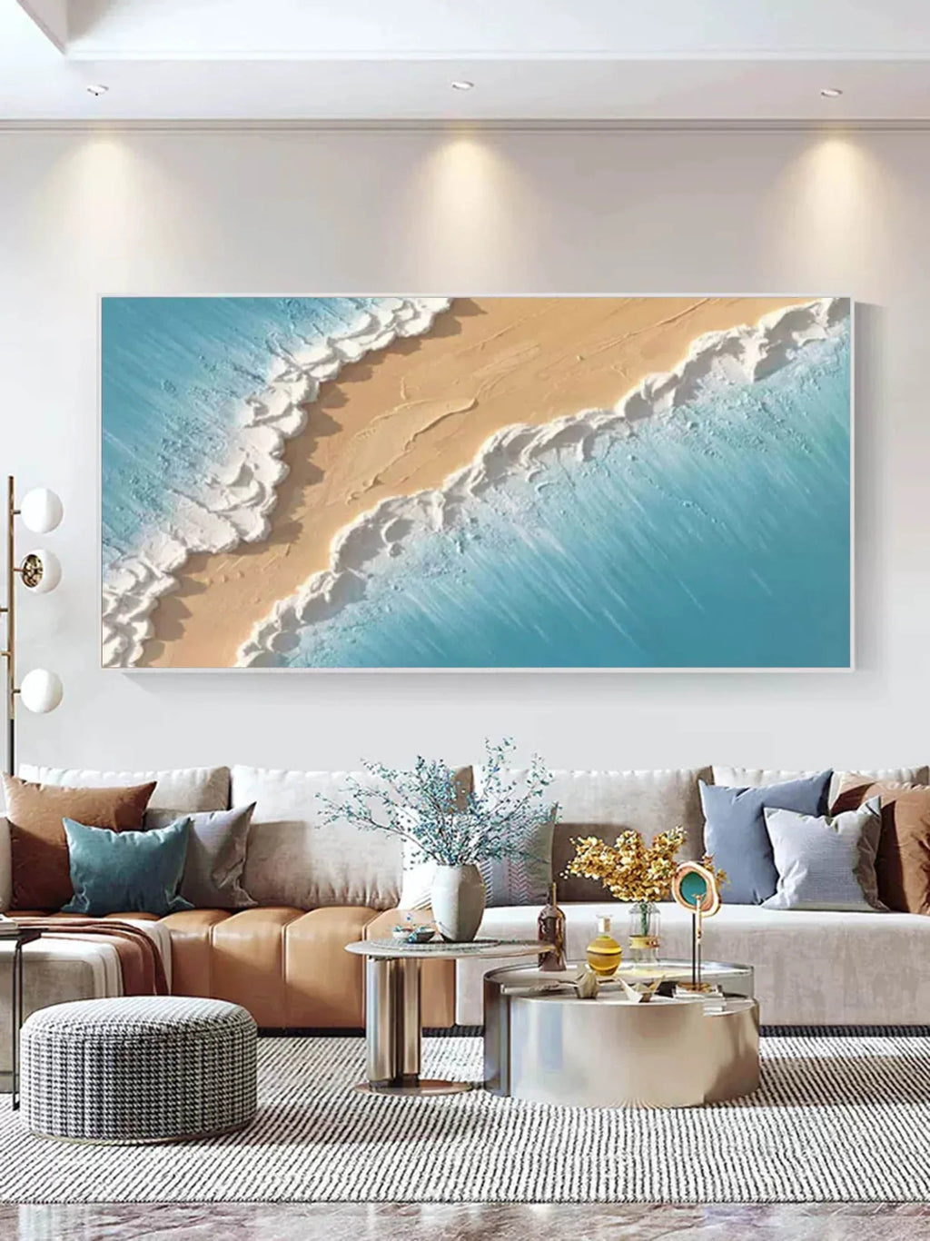 Coastal Harmony Canvas-Modern Minimalist Tidal Beach Abstract Texture Wall Art