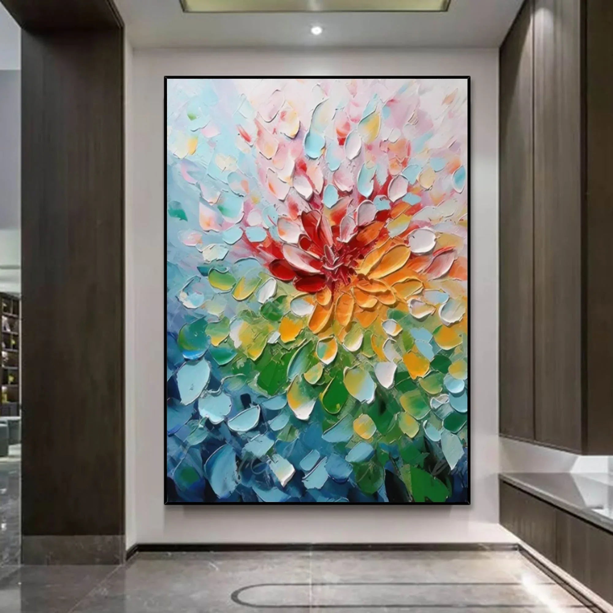Blooming Radiance-Hand Drawn Color Three-Dimensional Flower Abstract Wall Art#FL10007