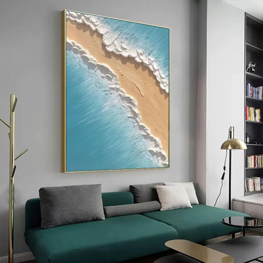 Golden Shoreline Serenity-Thick Coated Tidal Beach Texture Wall Art